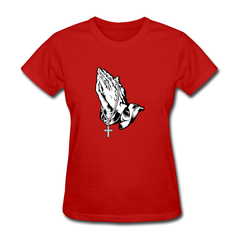Praying Hands Women's Tee - red
