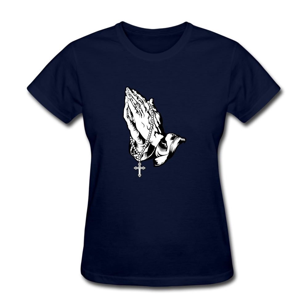 Praying Hands Women's Tee - navy
