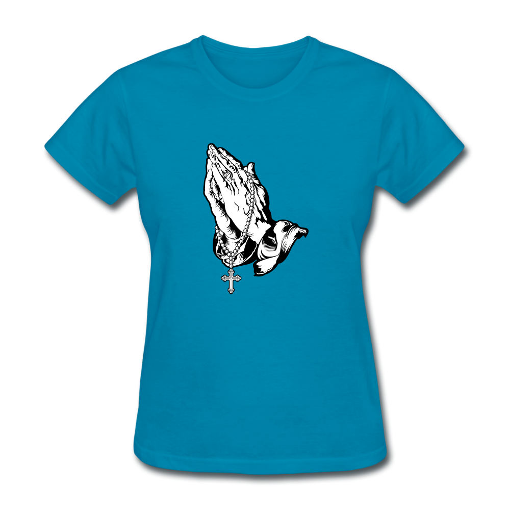 Praying Hands Women's Tee - turquoise