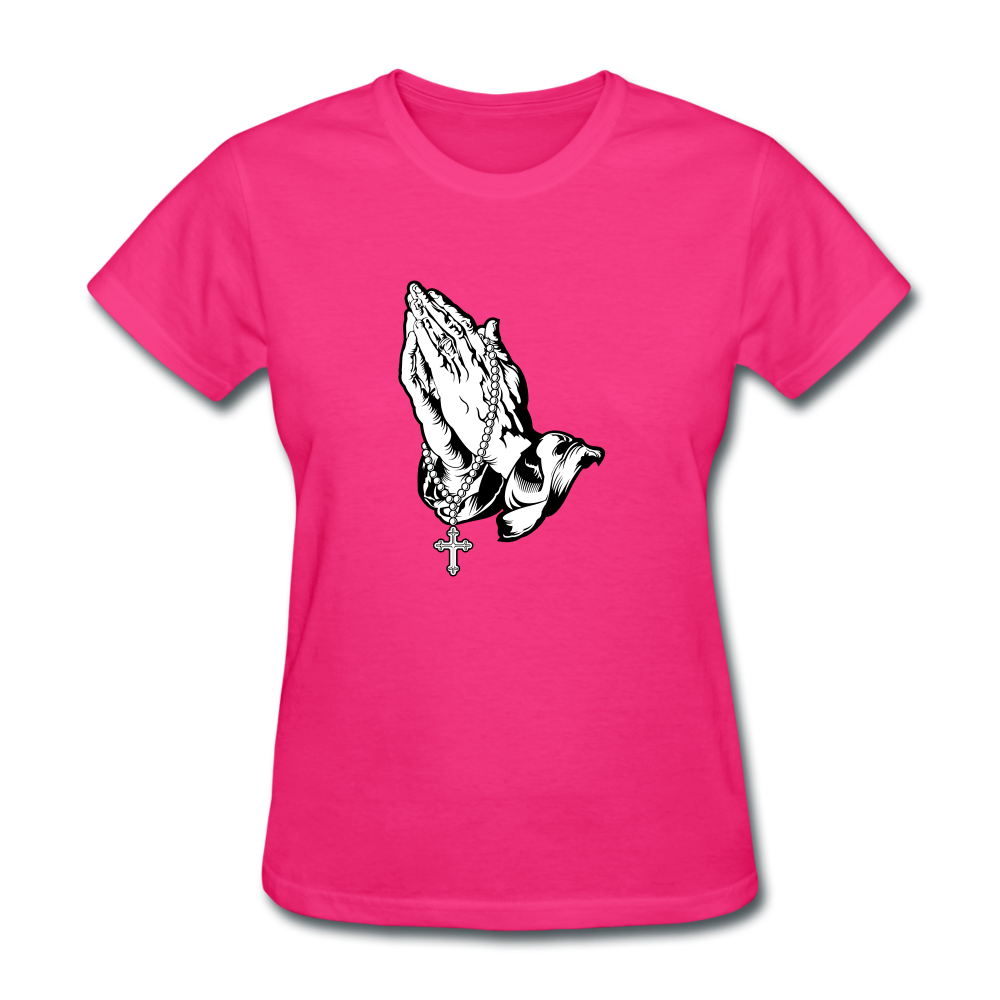 Praying Hands Women's Tee - fuchsia