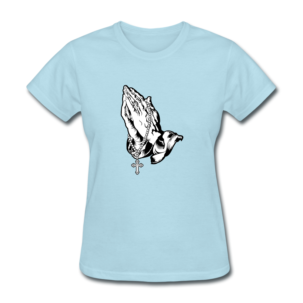 Praying Hands Women's Tee - powder blue