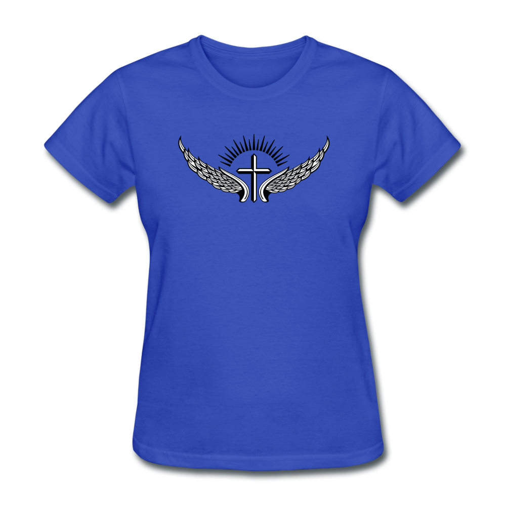 Winged Cross Women's Tee - royal blue