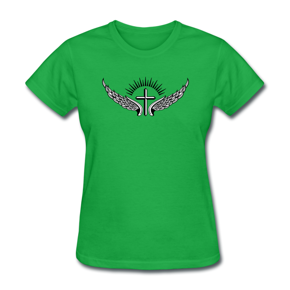 Winged Cross Women's Tee - bright green