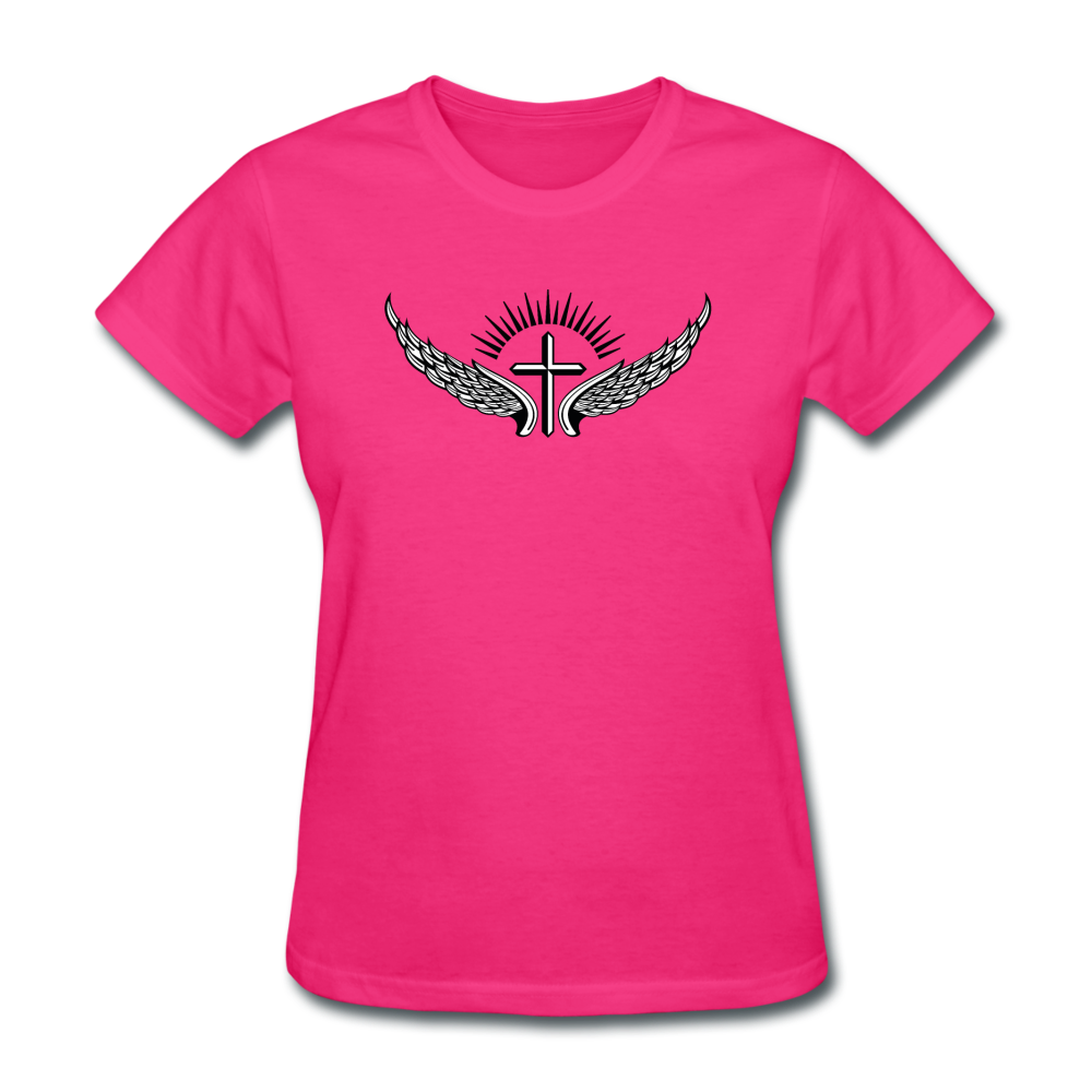 Winged Cross Women's Tee - fuchsia