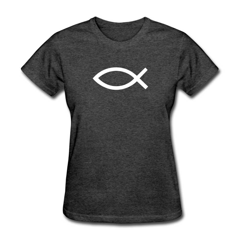 Blank Jesus Fish Women's Heather Tee - heather black