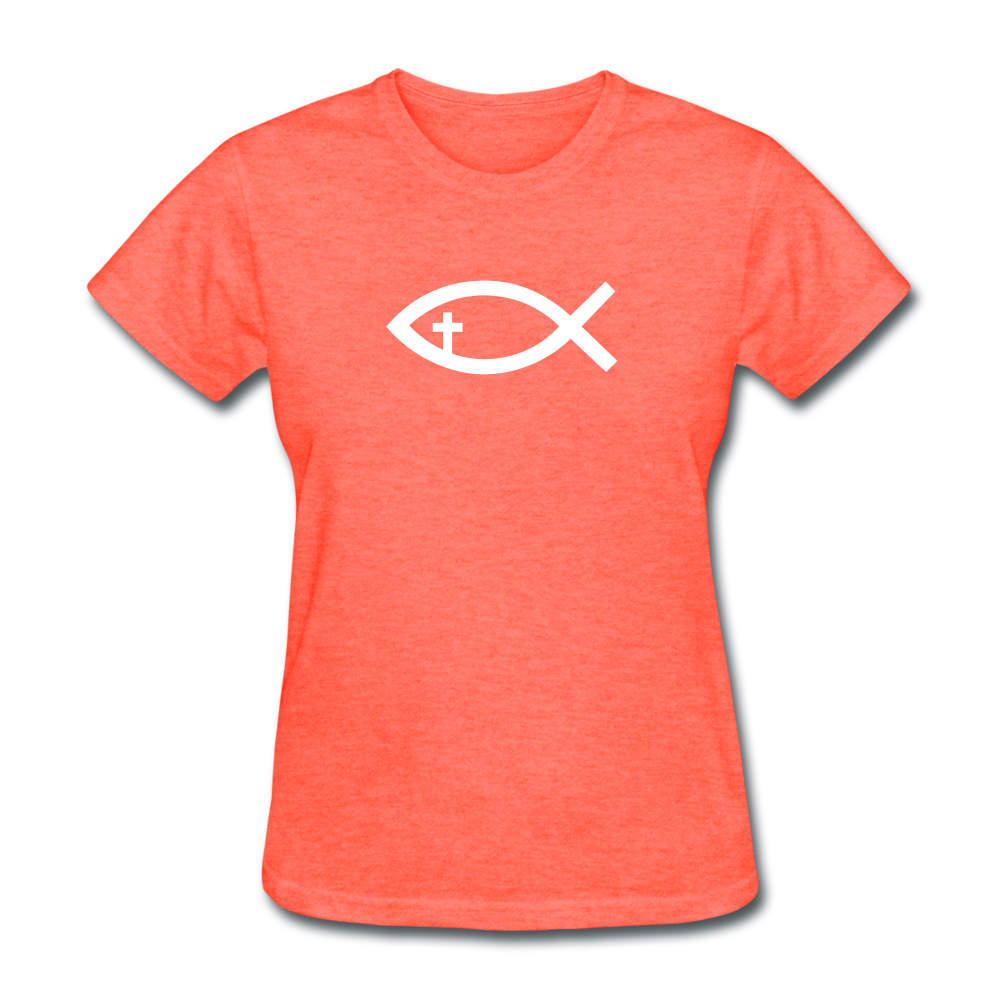 Cross Fish Women's Heather Tee - heather coral