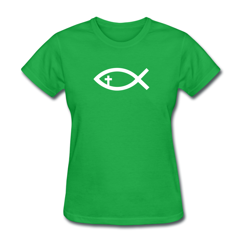 Cross Fish Women's Dark Tee - bright green