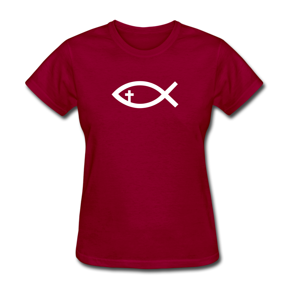 Cross Fish Women's Dark Tee - dark red