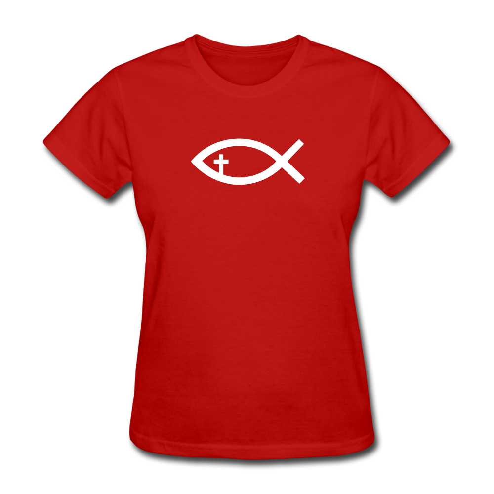 Cross Fish Women's Dark Tee - red