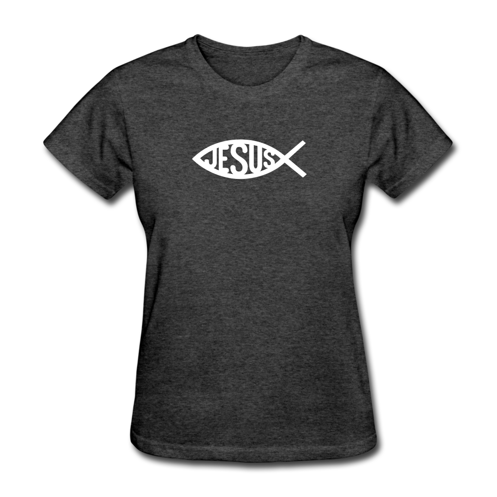 Jesus Fish Women's Heather Tee - heather black