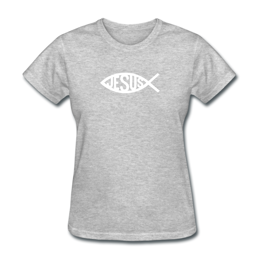 Jesus Fish Women's Heather Tee - heather gray