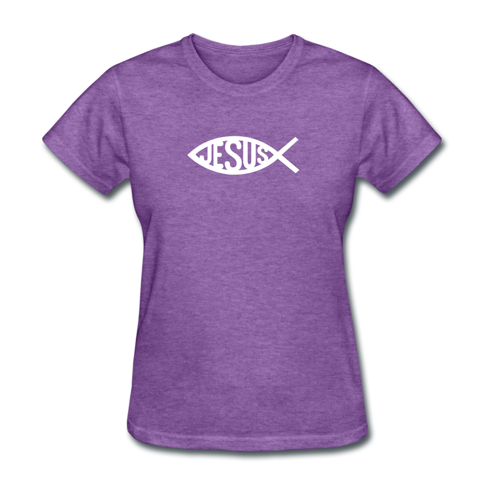 Jesus Fish Women's Heather Tee - purple heather