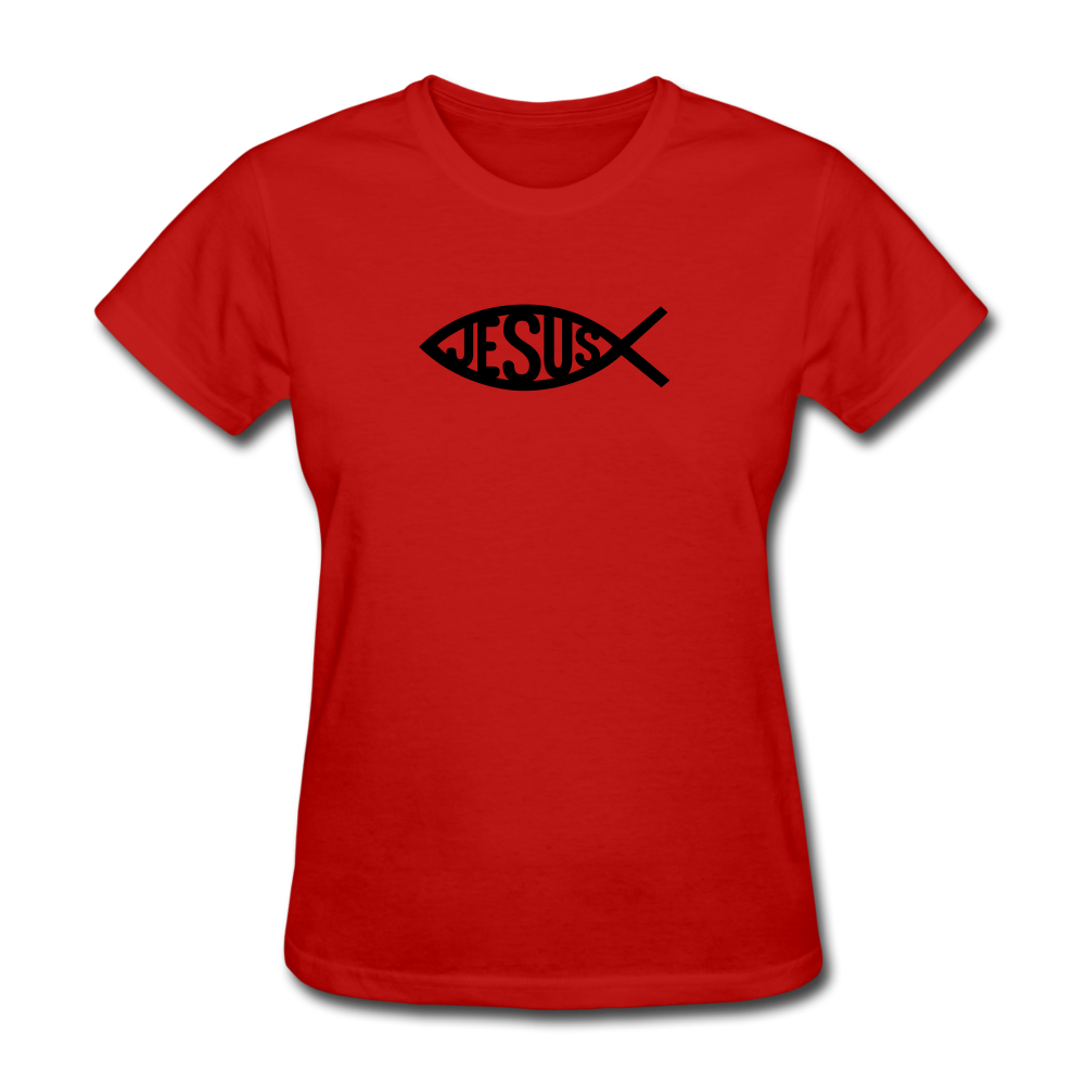 Jesus Fish Women's Bright Tee - red