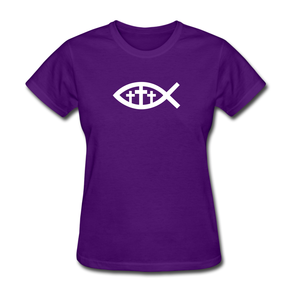 Three Crosses Women's Dark Tee - purple