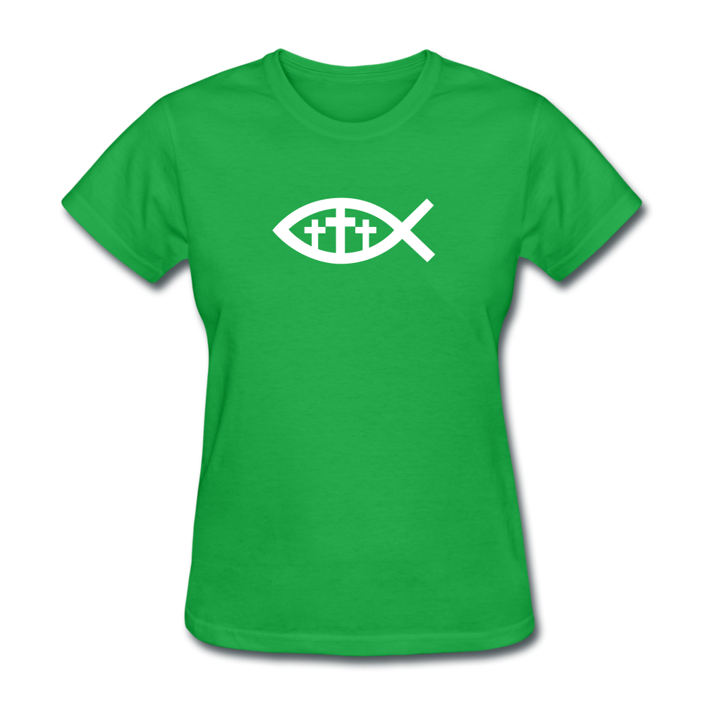 Three Crosses Women's Dark Tee - bright green
