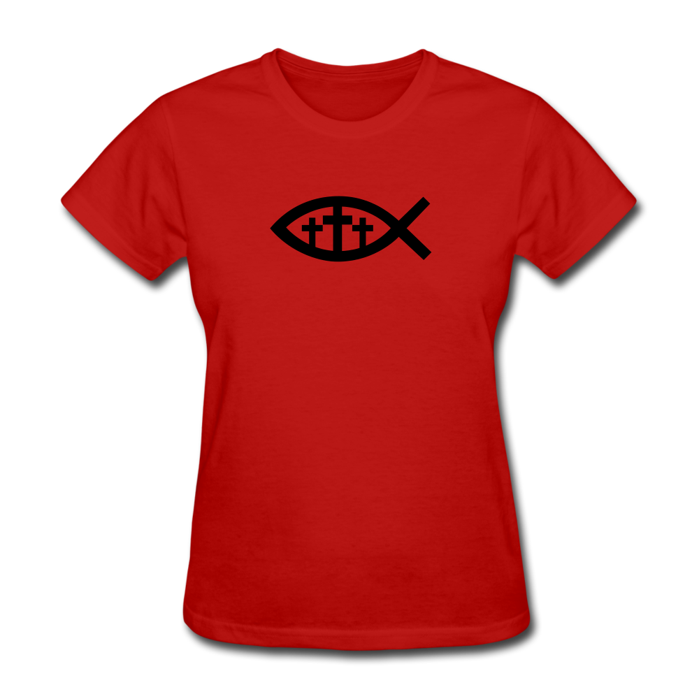 Three Crosses Women's Bright Tee - red