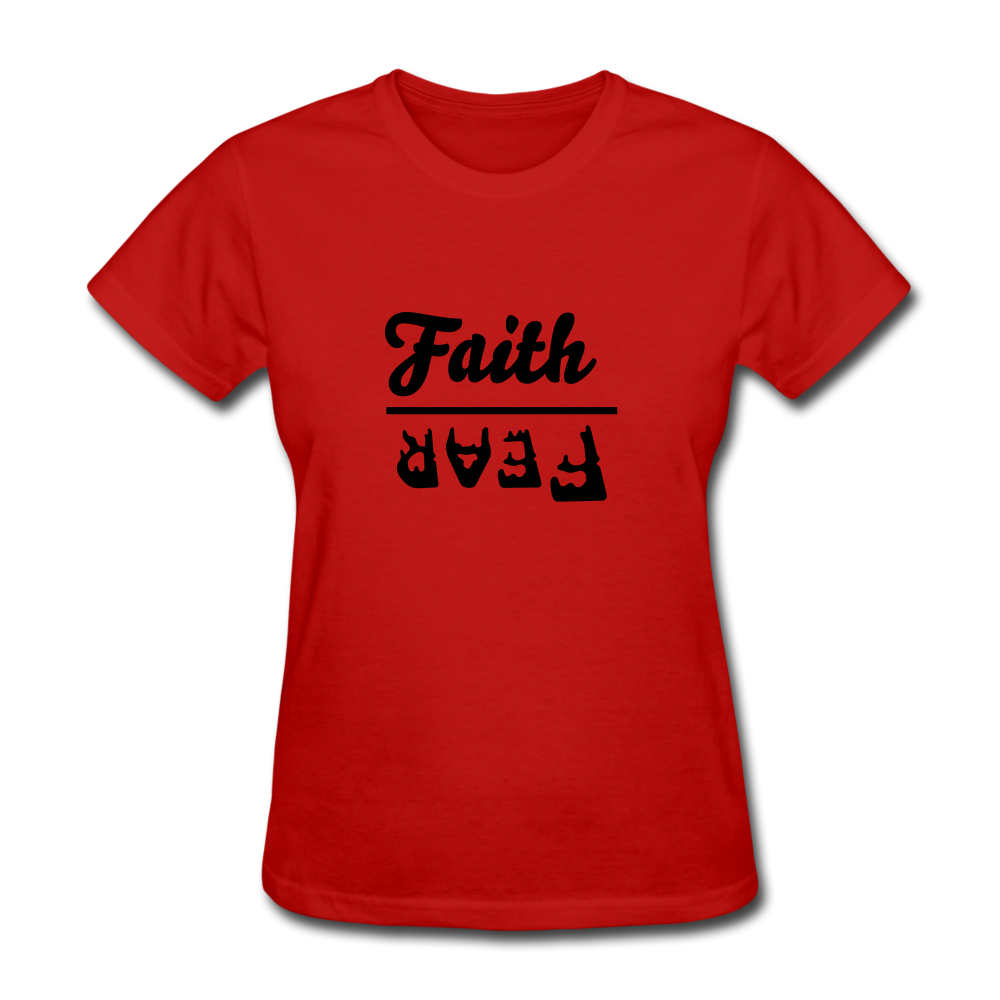 Faith Over Fear Women's Bright Tee - red