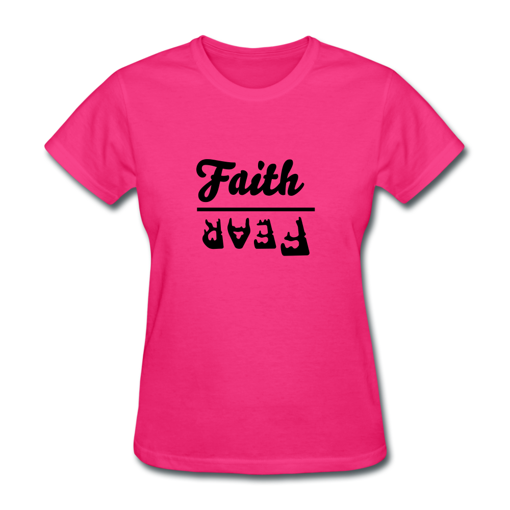 Faith Over Fear Women's Bright Tee - fuchsia