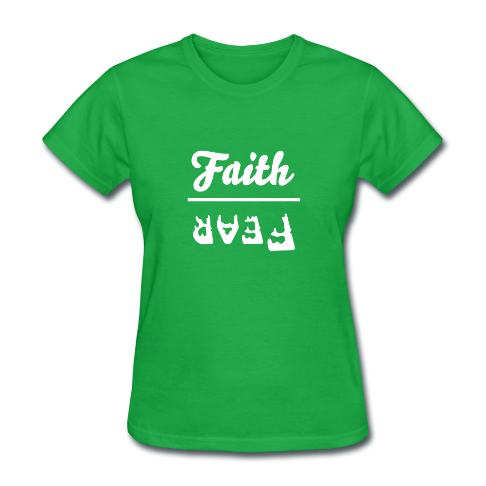 Faith over Fear Women's Dark Tee - bright green