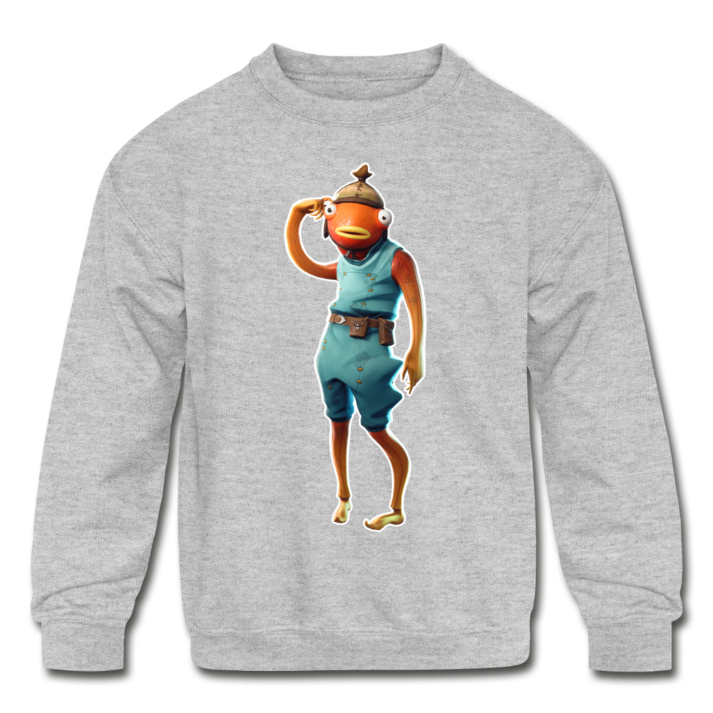 Tiko Kid's Crewneck Fortnite Video Game Sweatshirt - heather gray