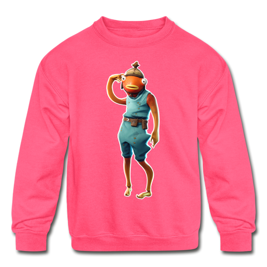 Tiko Kid's Crewneck Fortnite Video Game Sweatshirt - neon pink