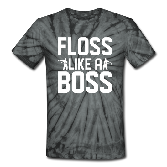 Floss Like A Boss Tie Dyenominte Fortnite Video Game T-Shirt - spider black