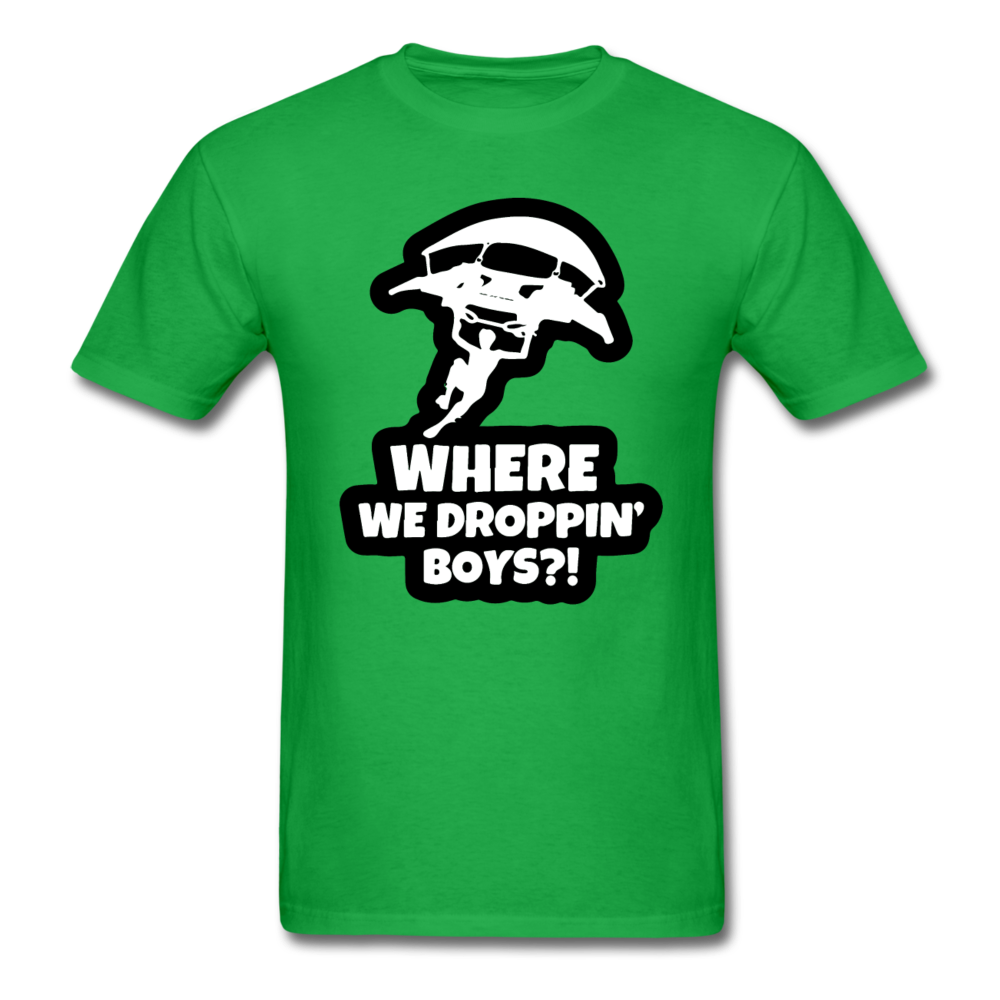 Where We Droppin' Fortnite Video Game T-Shirt - bright green