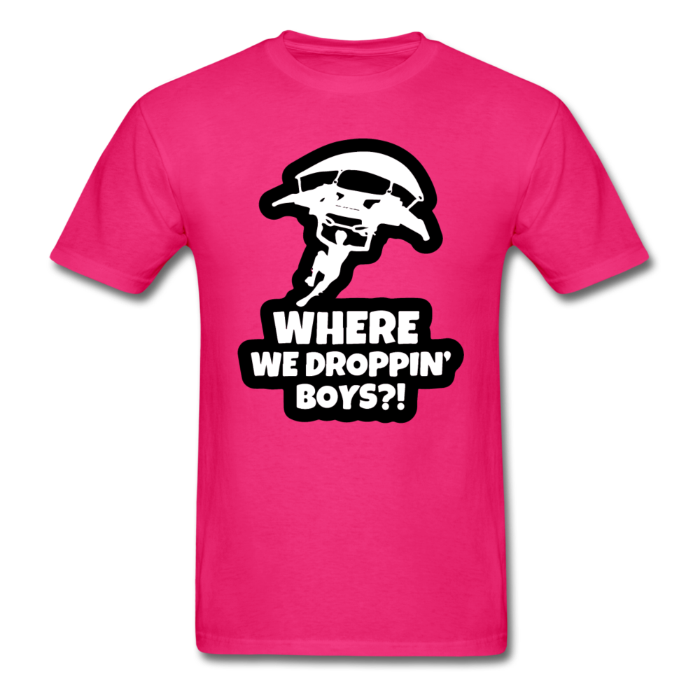 Where We Droppin' Fortnite Video Game T-Shirt - fuchsia