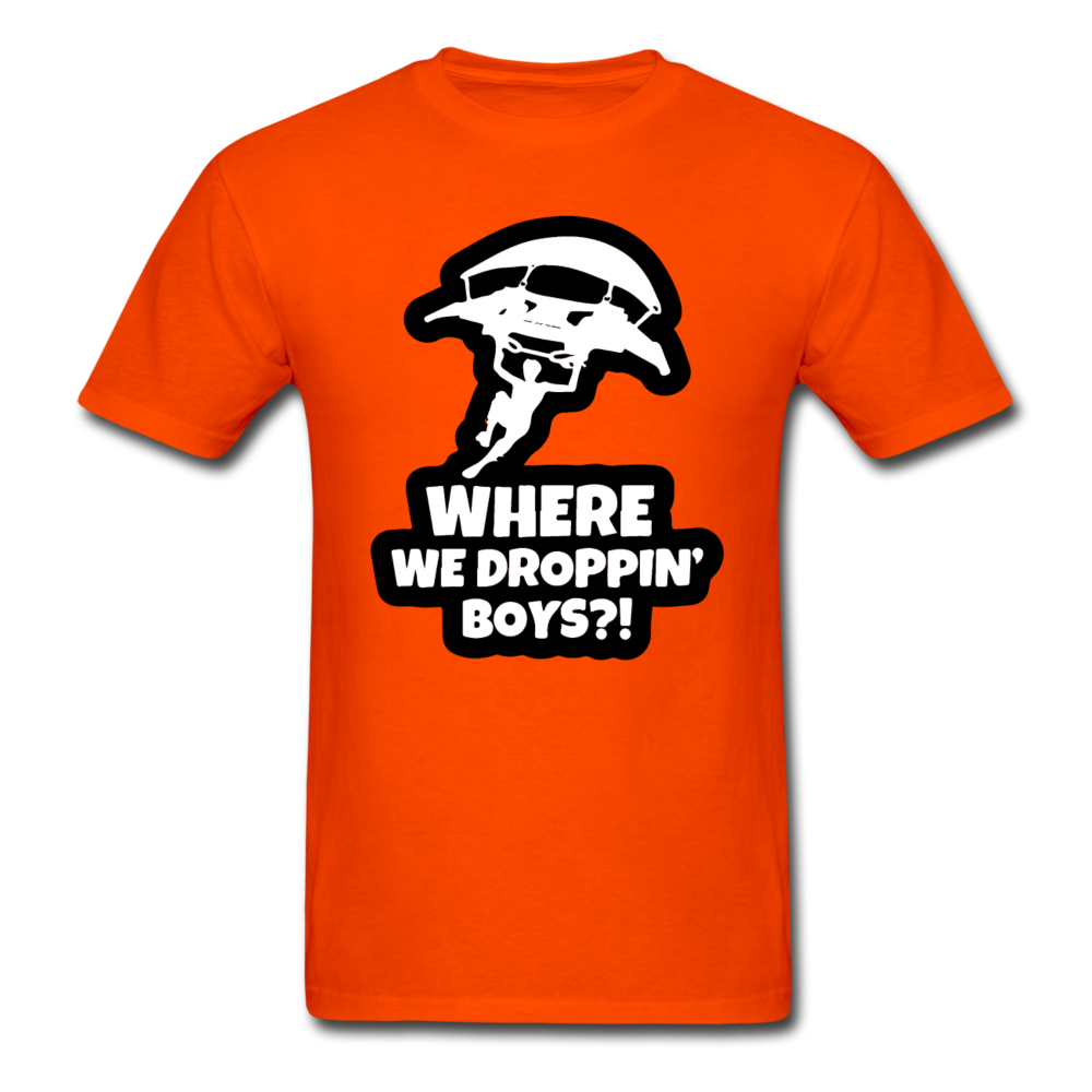 Where We Droppin' Fortnite Video Game T-Shirt - orange