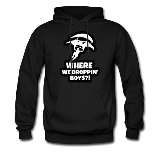 Where We Droppin' Hoodie Fortnite Video Game Sweatshirt - black