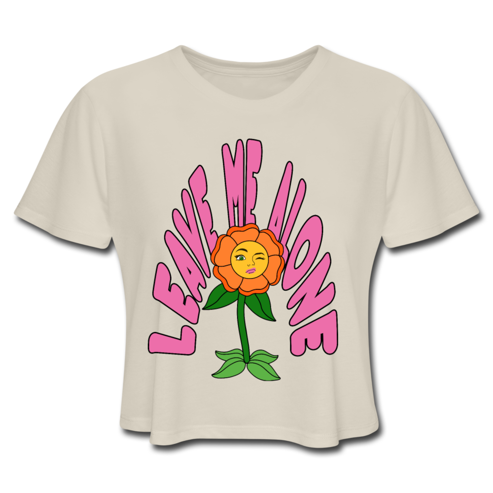 Leave Me Alone Flower Cropped T-Shirt - dust