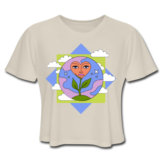Cloudy Love Flower Cropped T-Shirt - dust