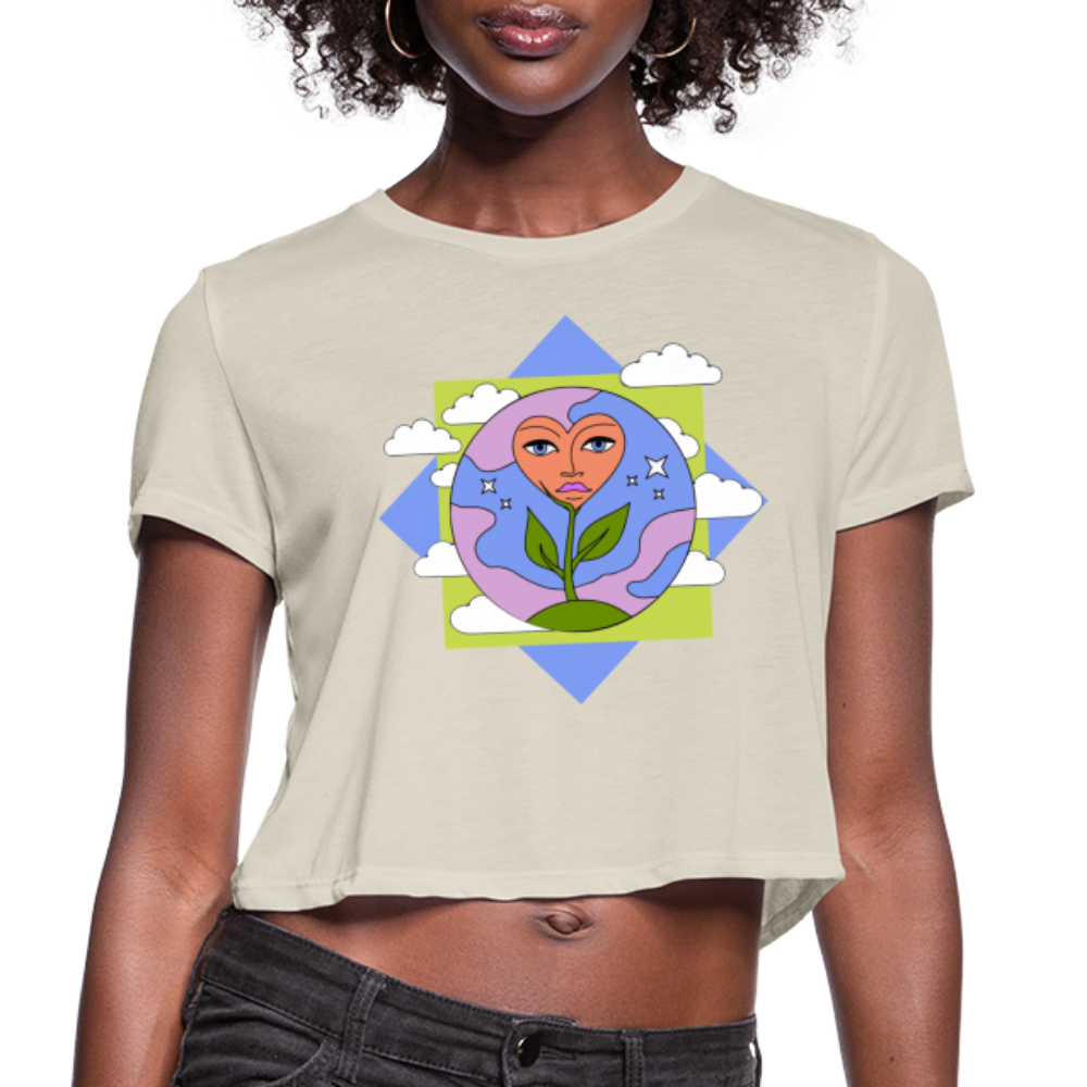 Cloudy Love Flower Cropped T-Shirt - dust