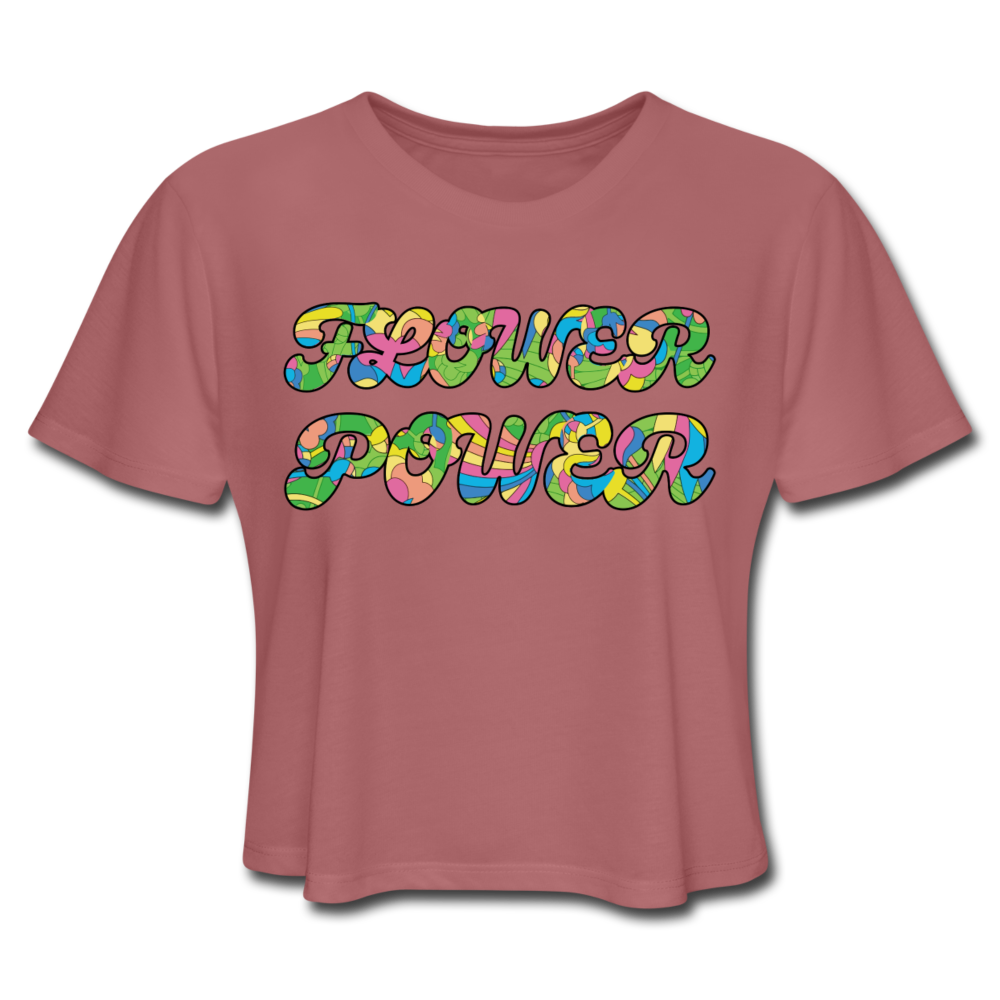 Power Flower Cropped T-Shirt - mauve