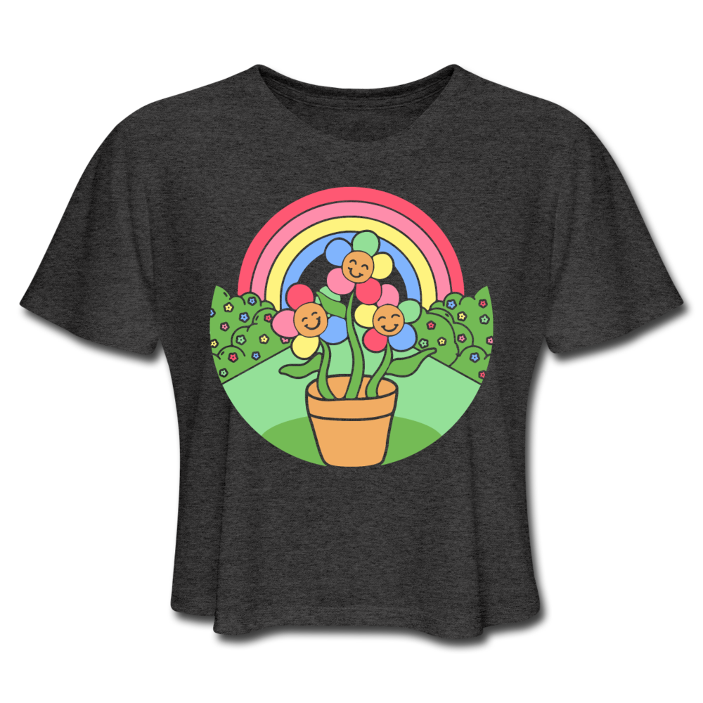 Grooving Flower Cropped T-Shirt - deep heather